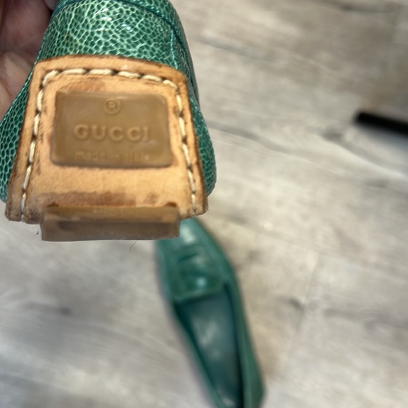 GUCCI crocodile leather slip on driving shoes with rubber soles teal 6 1/2 - Picture 13 of 13